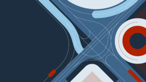 abstract aerial view of a road in blues and reds