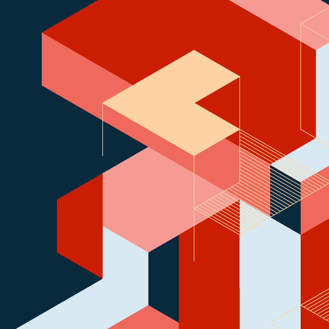 abstract illustration red and blue with layers