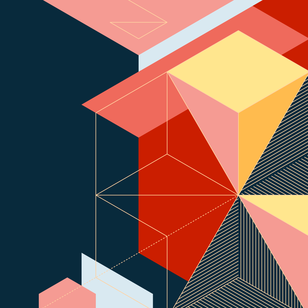 abstract illustration in reds, yellows, and blues