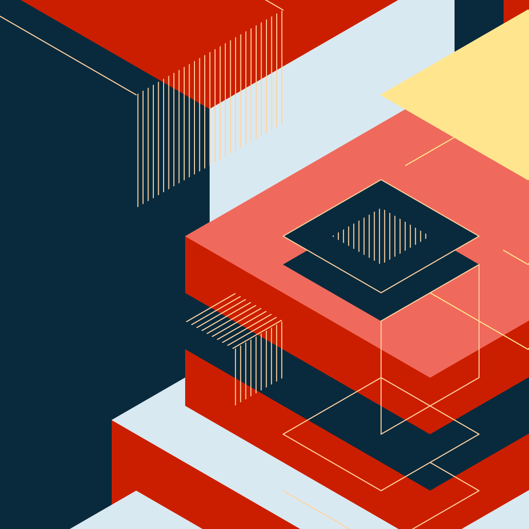 illustration of layers in red white yellow and blue