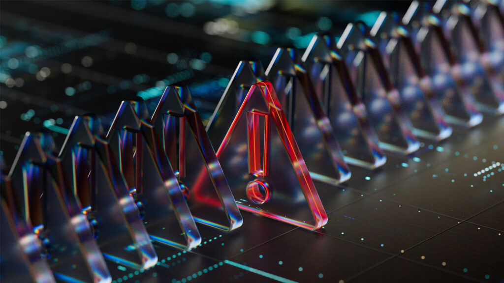 one item stands out with a red exclamation mark